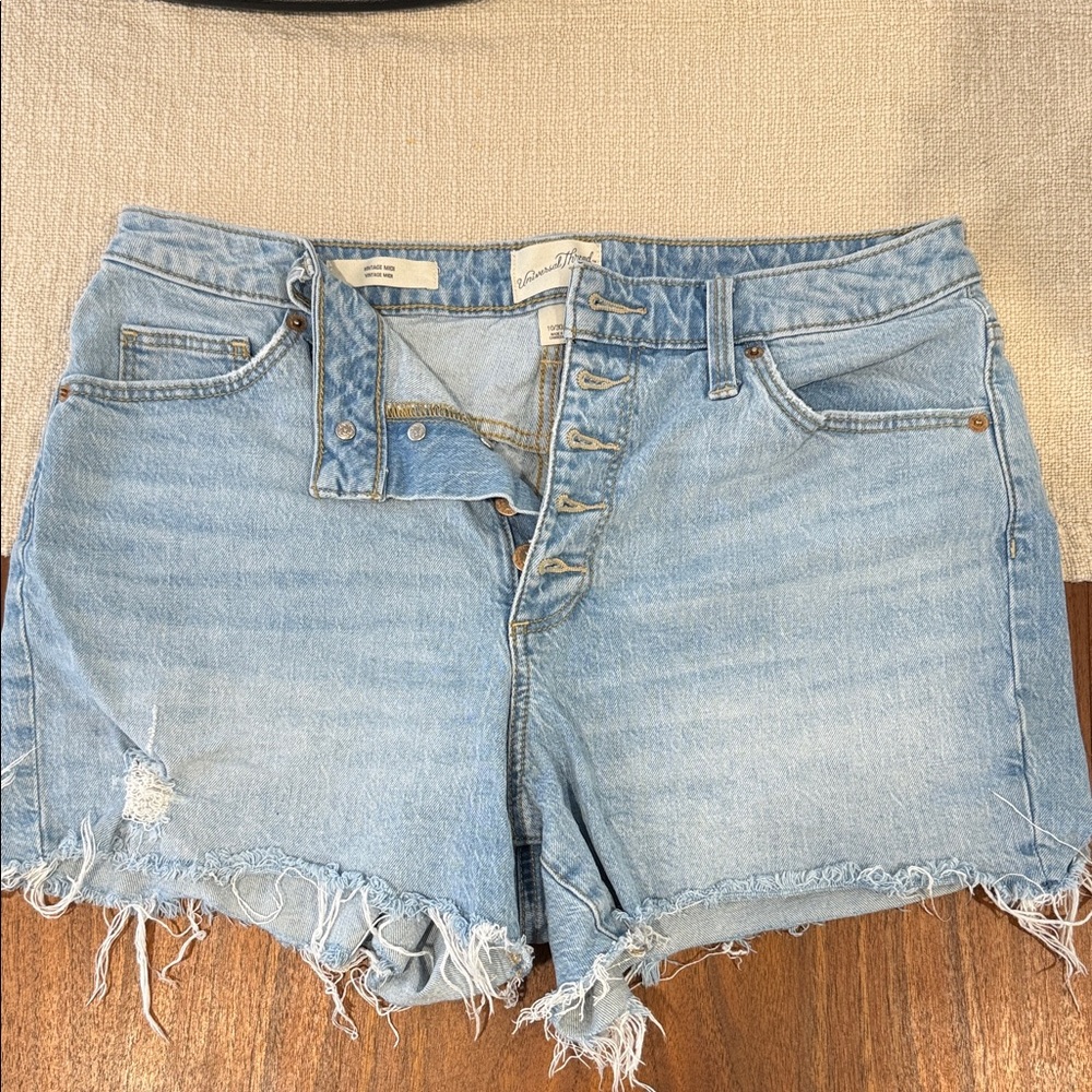 Light Blue Distressed Jean Shorts